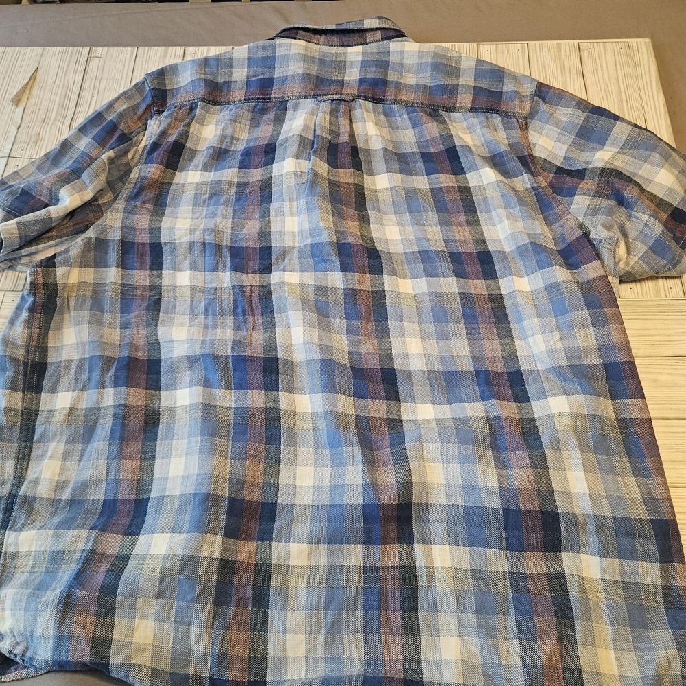 Tommy Bahama Shirt Mens 3XL Blue Plaid Short Sleeve Button Down Casual Pocket - Picture 6 of 7